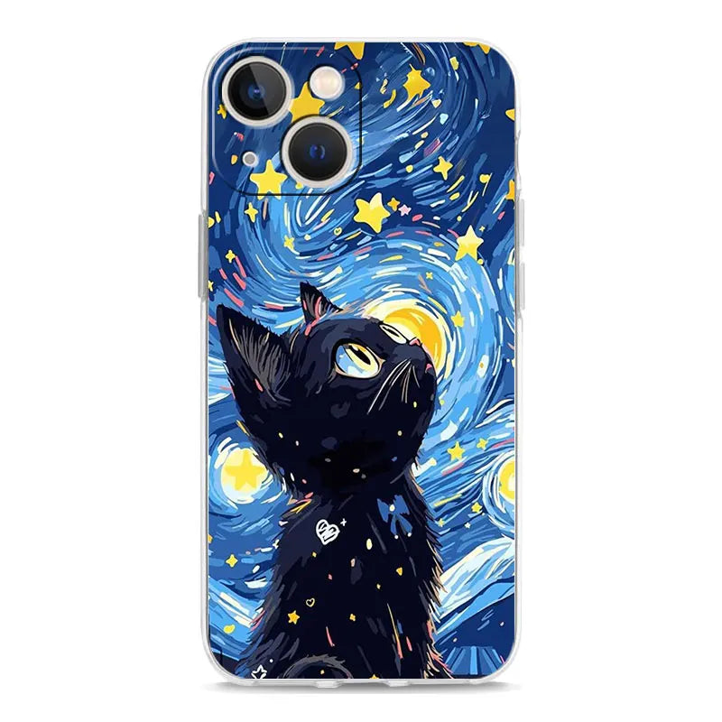 Cat Van Gogh Starry Sky