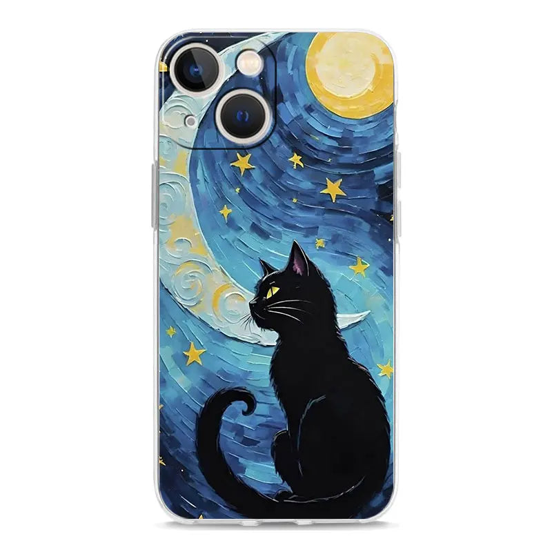 Cat Van Gogh Starry Sky