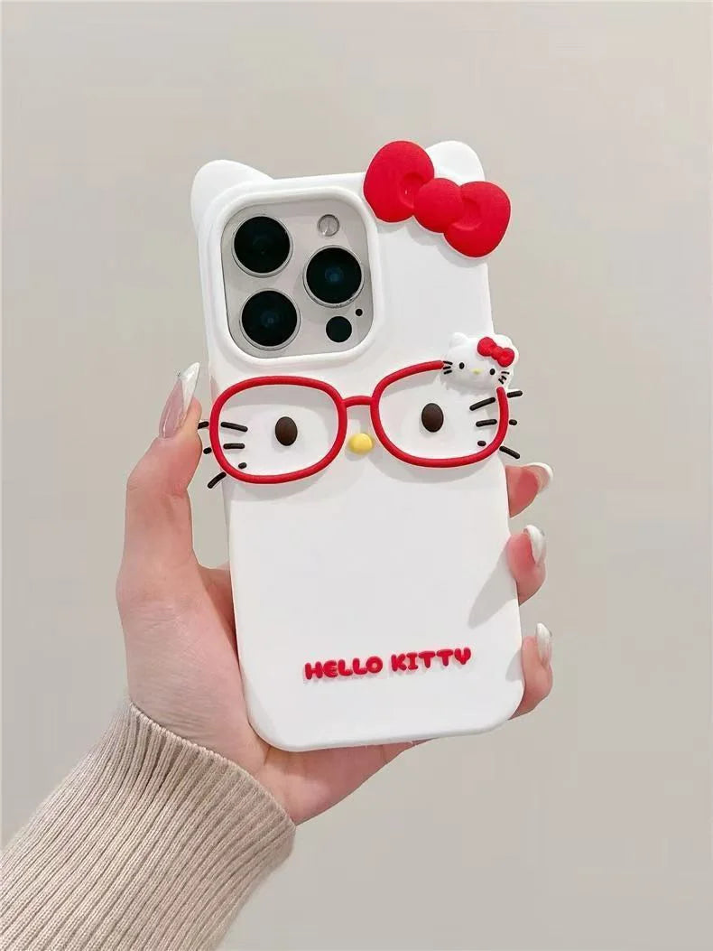 3D Cats With Glasses Silicone Case