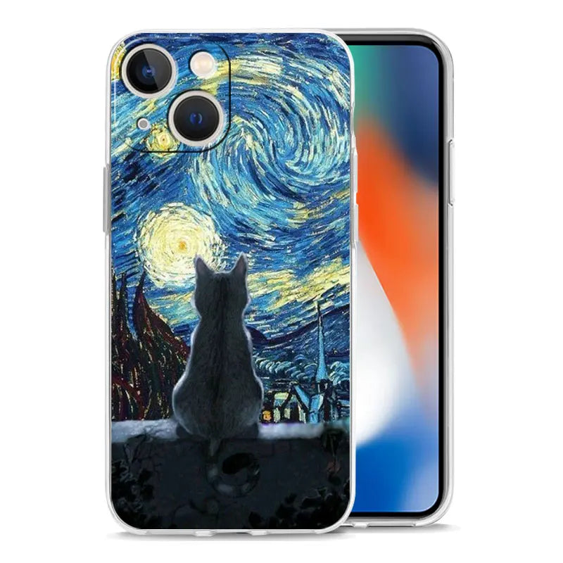Cat Van Gogh Starry Sky