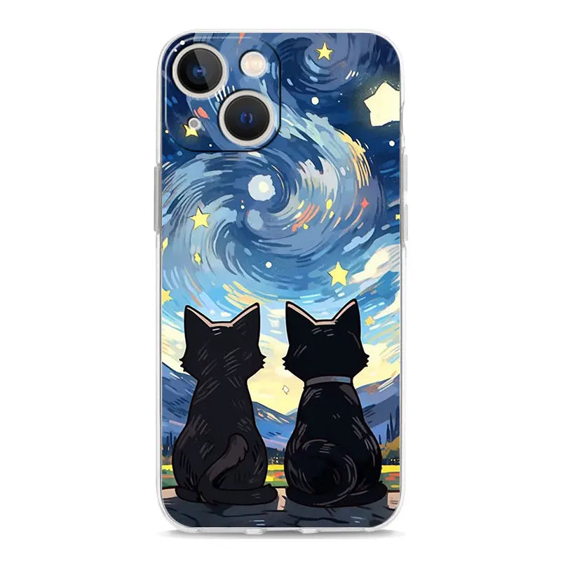 Cat Van Gogh Starry Sky