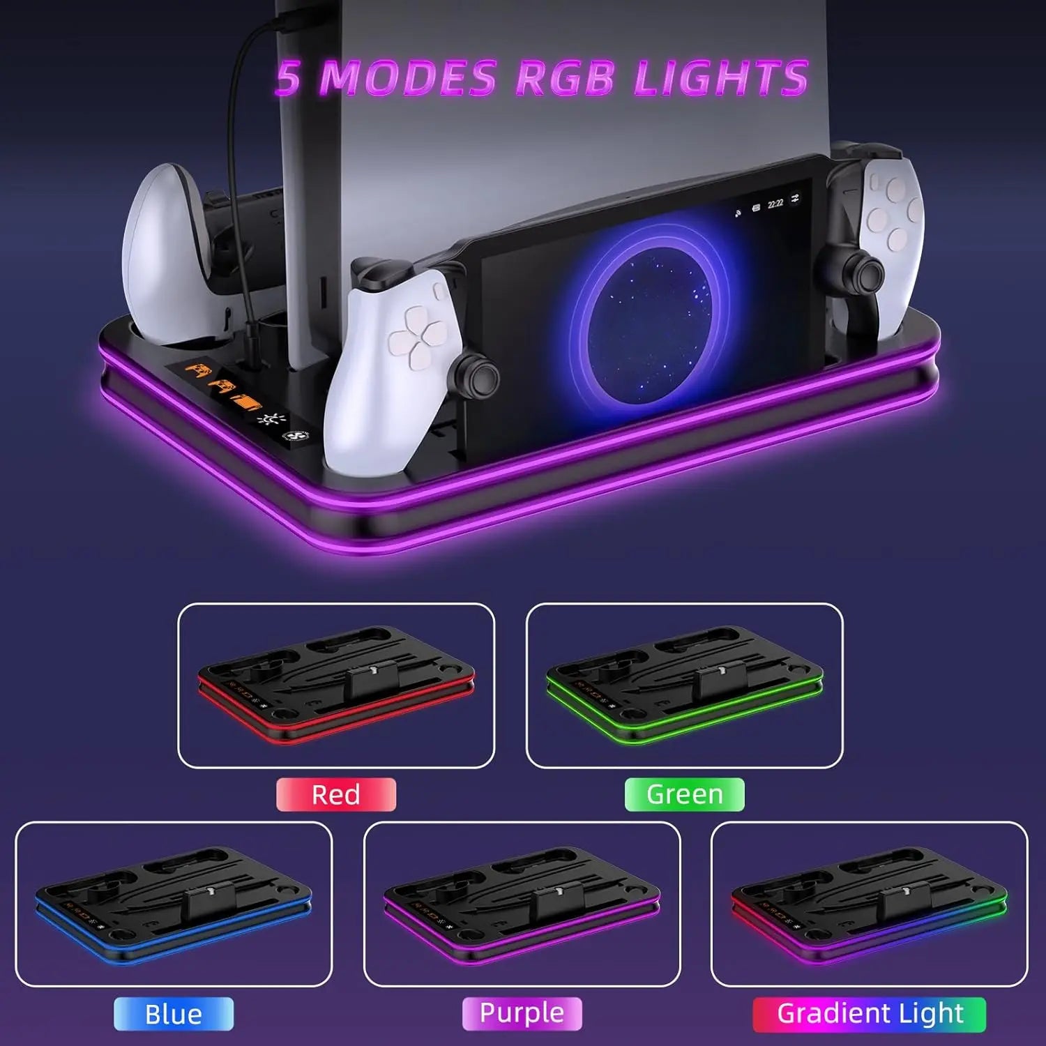 Charging Dock for PS5/PS5 Slim Stand with Cooling Station