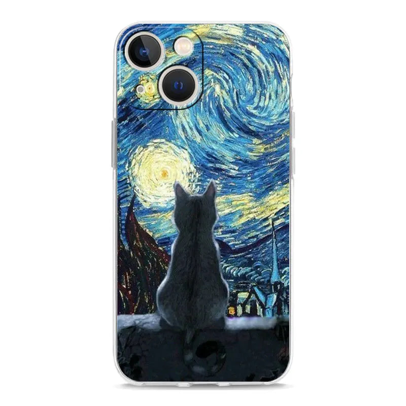 Cat Van Gogh Starry Sky