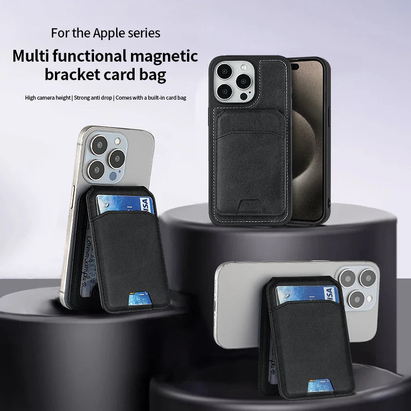 Luxury Magsafe Leather Wallet Holder