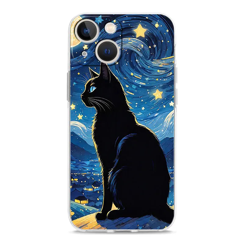Cat Van Gogh Starry Sky