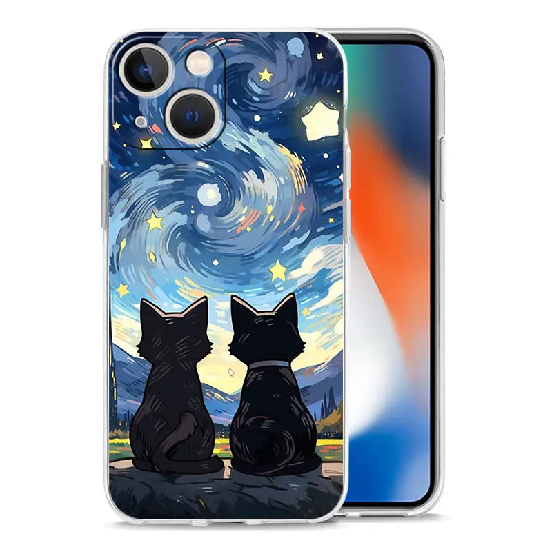 Cat Van Gogh Starry Sky