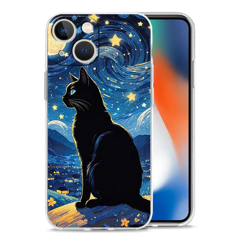 Cat Van Gogh Starry Sky