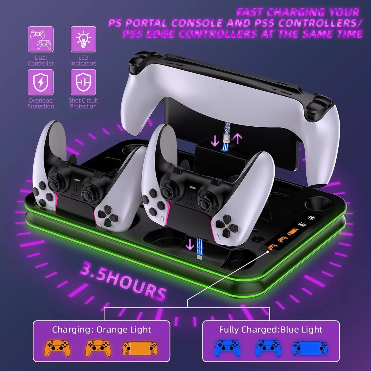 Charging Dock for PS5/PS5 Slim Stand with Cooling Station