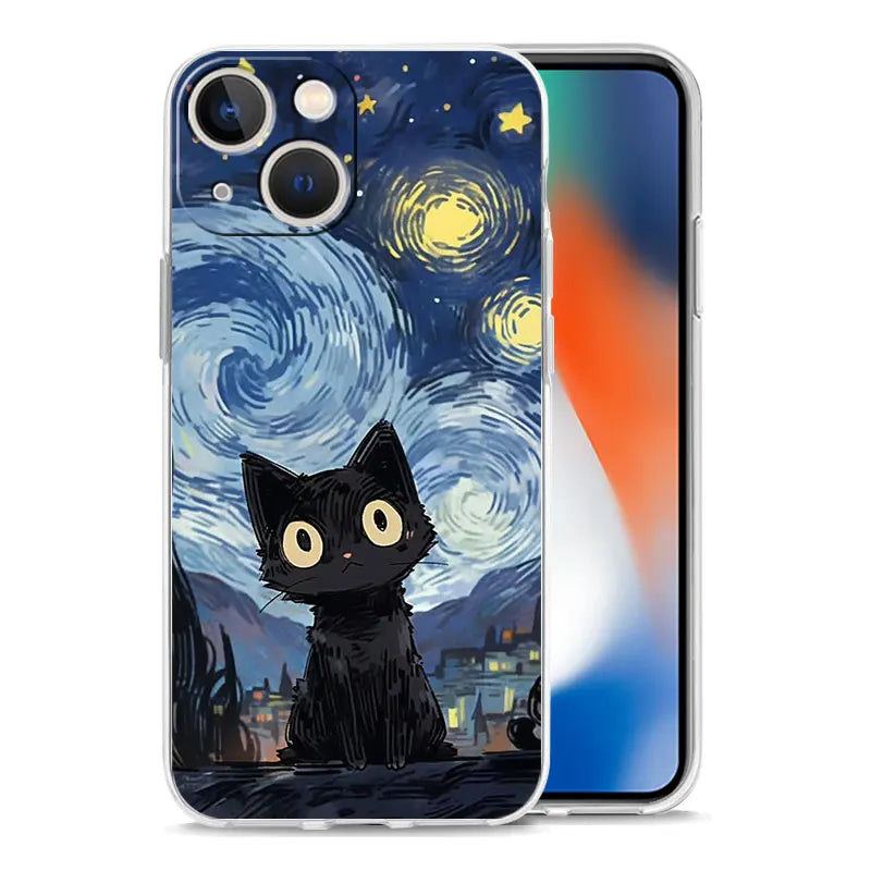 Cat Van Gogh Starry Sky