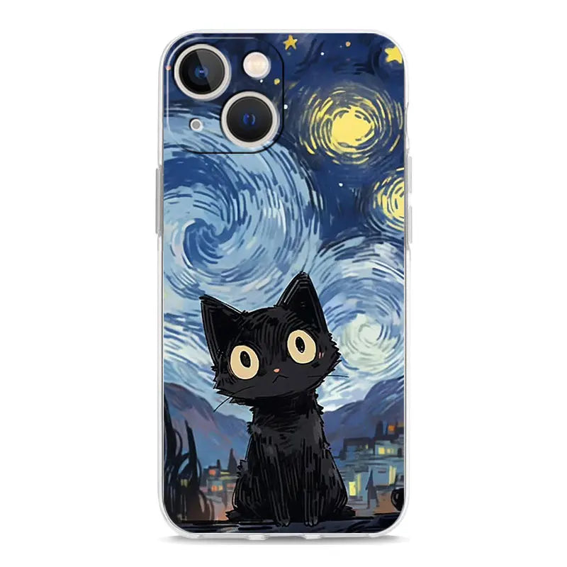 Cat Van Gogh Starry Sky