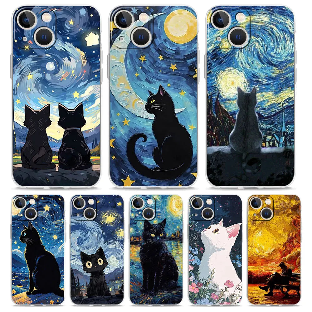 Cat Van Gogh Starry Sky
