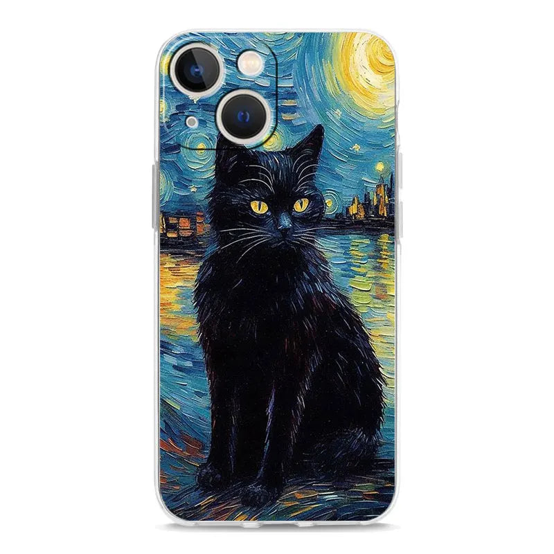 Cat Van Gogh Starry Sky