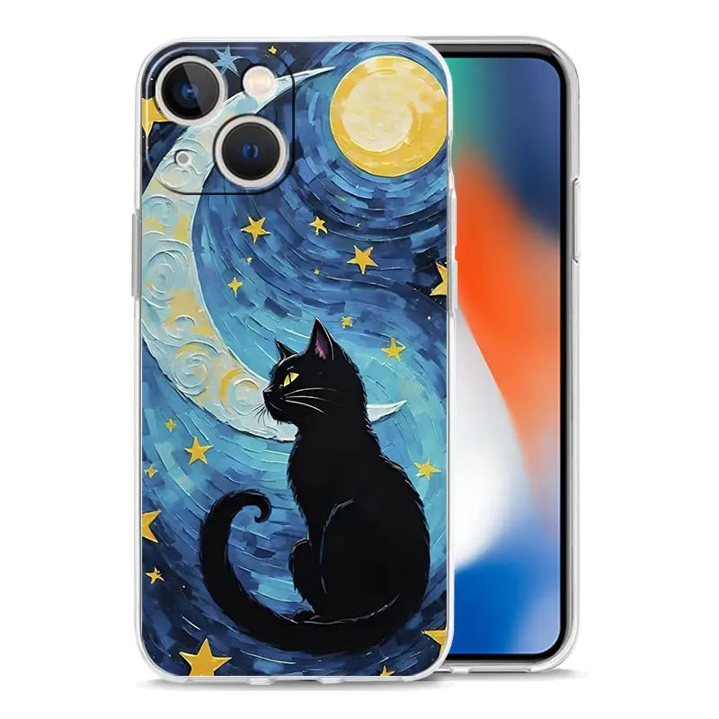 Cat Van Gogh Starry Sky